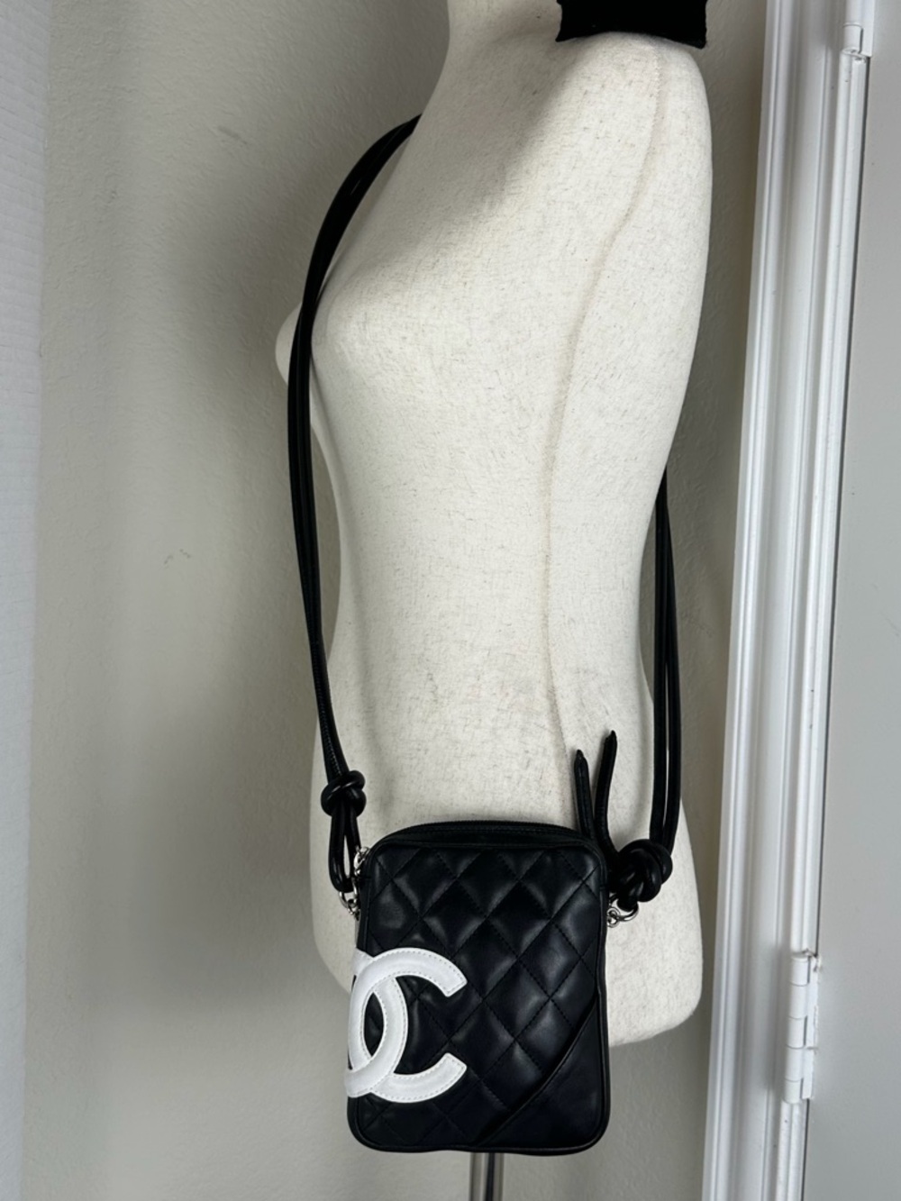 Chanel Cambon Mini Crossbody Bag Black Lambskin Quilted CC Logo Camera Bag - Picture 10 of 10